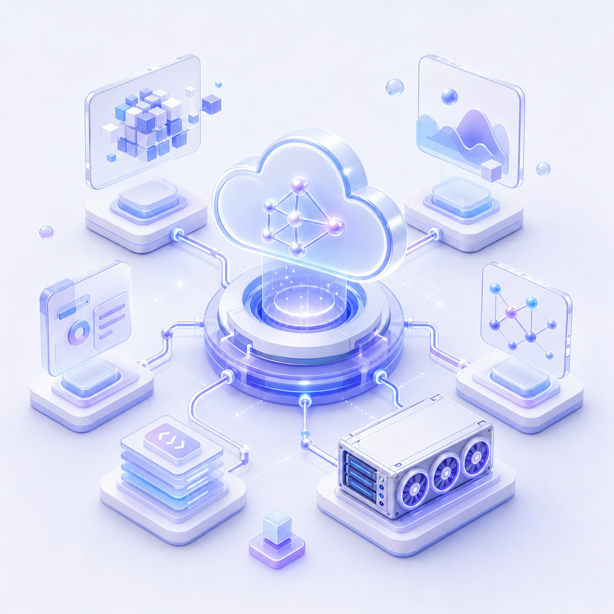 全域 AI 服务与云算力示意图